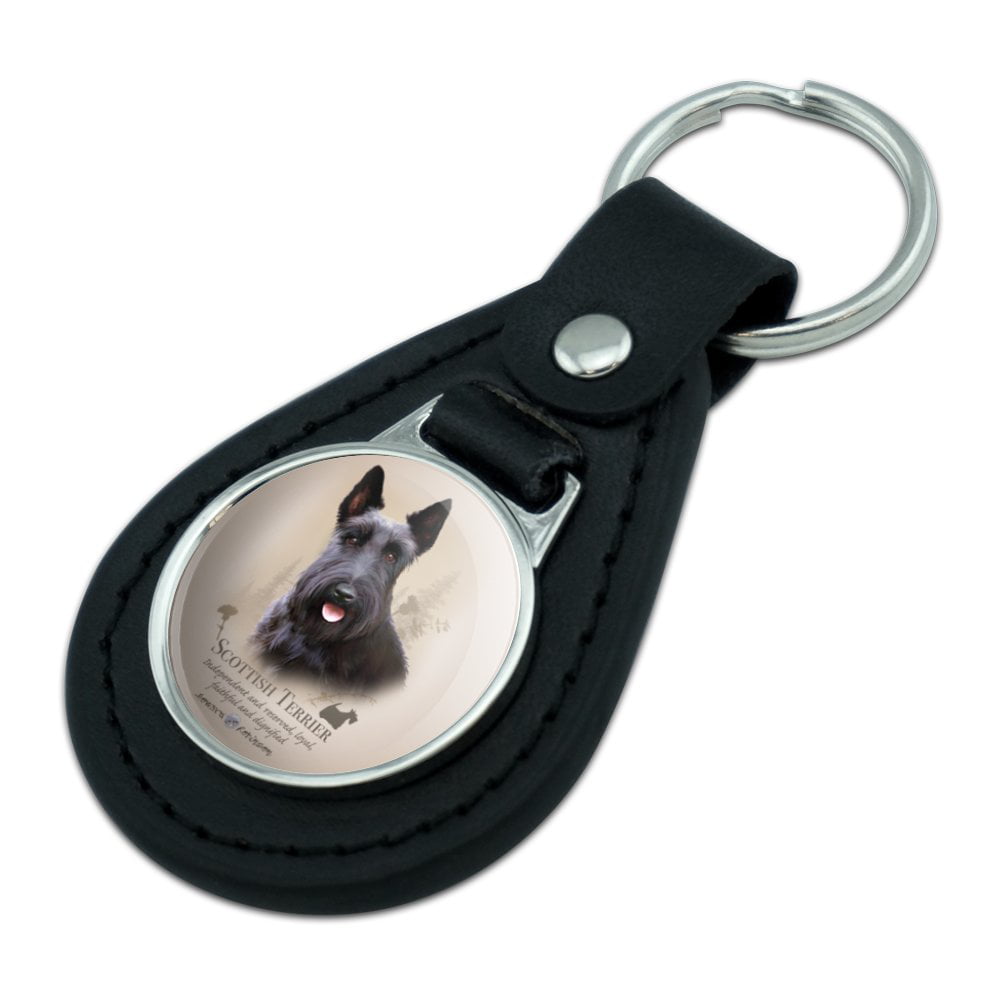 Scottish Terrier Scottie Dog Breed Heart Love Metal Keychain Key Chain Ring 