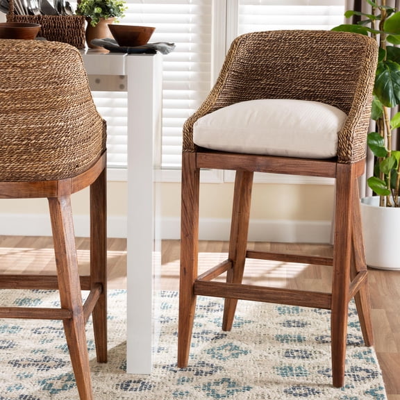 bali & pari Jasper Boho Bar Stool, Bar Height, Brown Wash