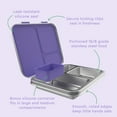 thumbnail image 6 of Bentgo Kids Stainless Steel Leak-Resistant Lunch Box - 3-Compartments with Bonus Silicone Container, Durable, Eco-Friendly, Dishwasher Safe, BPA-Free, Ideal for School, Ages 3+ (Purple), 6 of 9