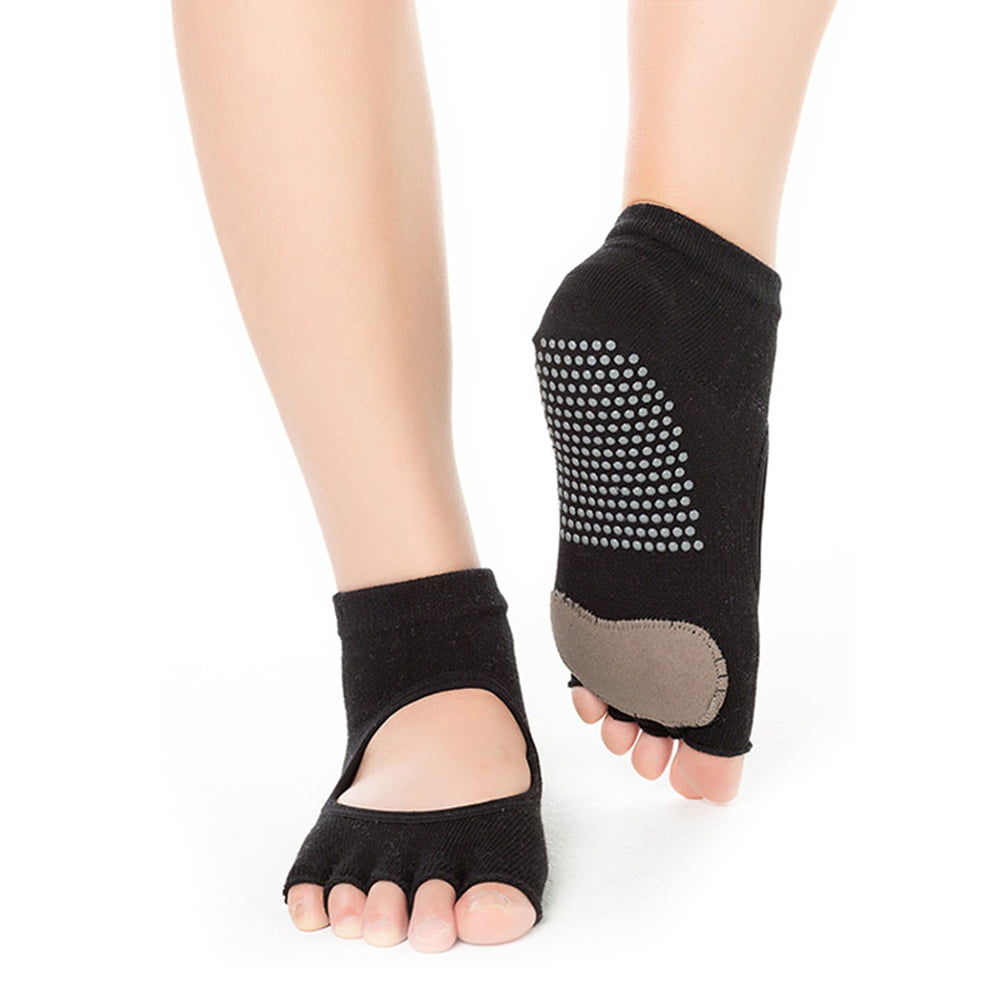 1/5Pairs Non-silp Toe Yoga Socks Backless Finger Socks Gym Pilates Ankle W/Grips 