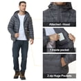 thumbnail image 4 of Muvtei Men's Puffer Jacket Hooded Windproof Full Zip Casual Coat Warm Water Resistant Jacket Lightweight Winter Outerwear Grey-L, 4 of 10