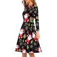 thumbnail image 2 of FKELYI Cartoon Christmas Santa Women Dresses Size XL Lightweight Women's Wear to Work Dresses Midi Soft Long Sleeve Swing Party Dress for Hoilday, 2 of 4