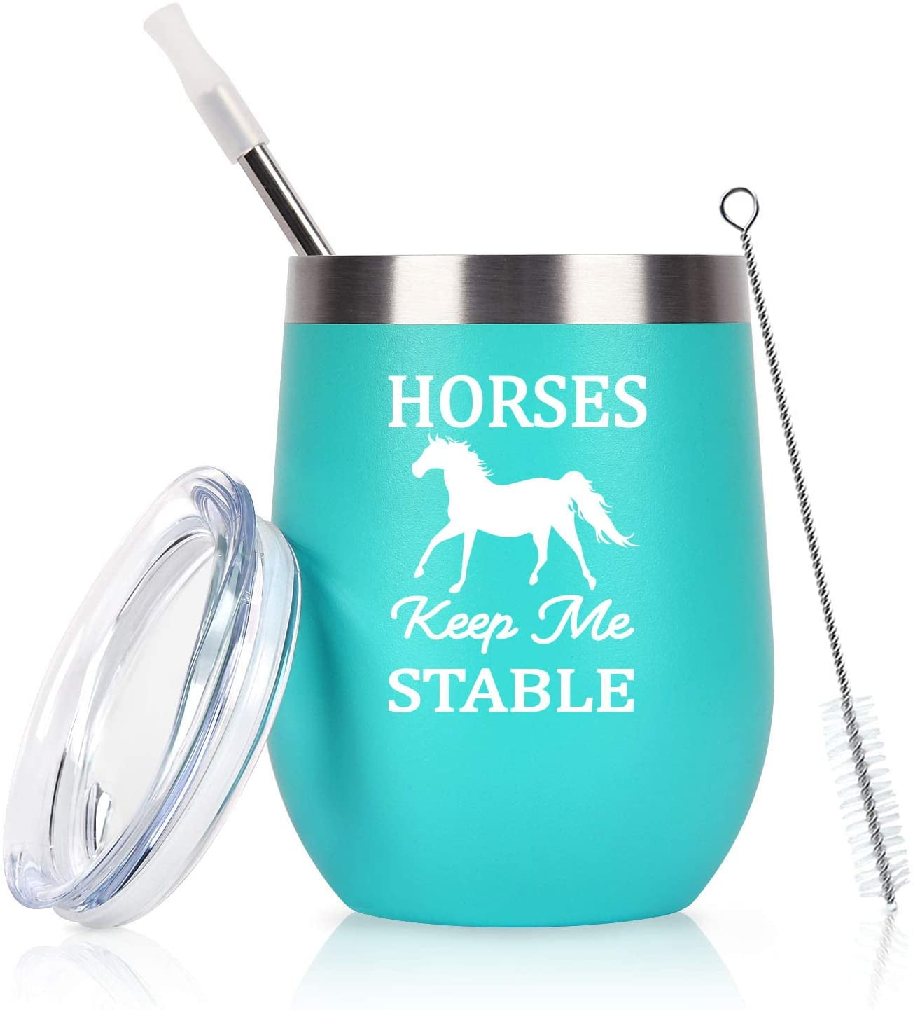 Stemless Stainless Steel Insulated Cup Horses Keep Me Stable Funny Gifts for Horse Lovers Wine Tumbler with Sliding Lid Rose Gold