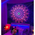thumbnail image 5 of Póster hippie bohemio con luz negra en la oscuridad, colgante de pared para dormitorio, decoración estética de pared y habitación, 100x150cm, 5 of 5