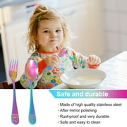 Jetcloudlive 10 Pieces Kids Silverware Set, Stainless Steel Toddler Utensils, Rainbow Kids Cutlery Set, Kids Forks and Spoons Includes 5 Forks, 5 Spoons
