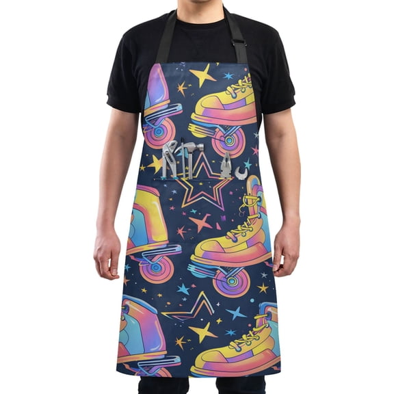 Funky Rollers Skates Kitchen Apron with 2 Pockets Adjustable waterproof Cooking Aprons for Women Men Chef