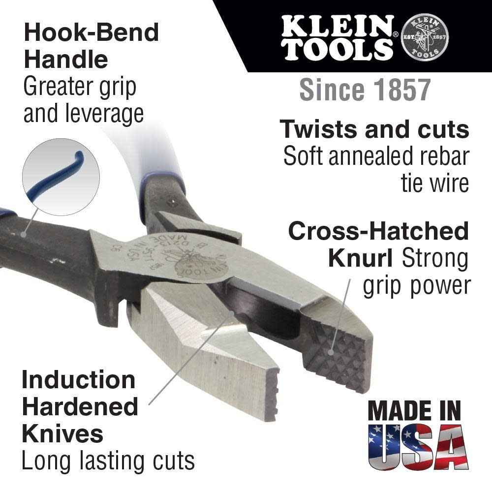 Klein Tools D213-9ST Ironworker's High-Leverage Square Nose Pliers