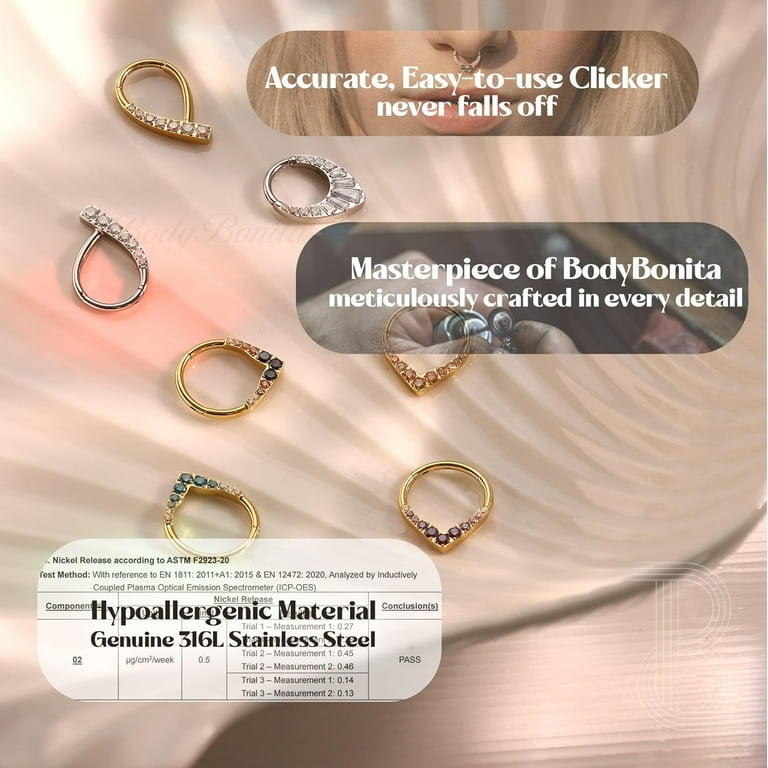 OUFER Neusringen septum 16G 316L roestvrij staal scharnierend