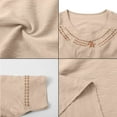 thumbnail image 7 of Women's Casual Embroidered Top and Cotton Linen Long Pants Two Piece Set, Summer Beach Vacation Outfit with High Waist Wide Leg Trousers and Side Pockets for Daily Wear Beige L, 7 of 7