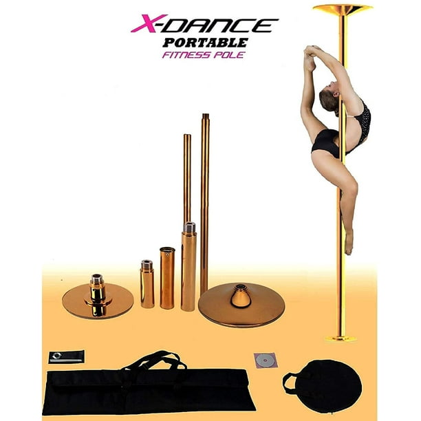 X-Dance Professional Stripper Pole Gold Spinning Static Exotic Dancing Pole  Portable and Removable Height Adjustable 7 to 9 FT 45mm Dance Pole Kit for