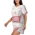 thumbnail image 2 of Bingfone Cute Bathtub Print Pajamas Sets for Women Soft Short-Sleeved Pjs with Lounge Shorts Two Piece Sleepwear, 2 of 8