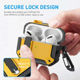 thumbnail image 2 of Housse de Protection Airpods Pro pour Hommes Militaire Robuste et Antichoc avec Porte-Clés Compatible avec Apple Airpods Pro 2019 avant Visible, Jaune, 2 of 6