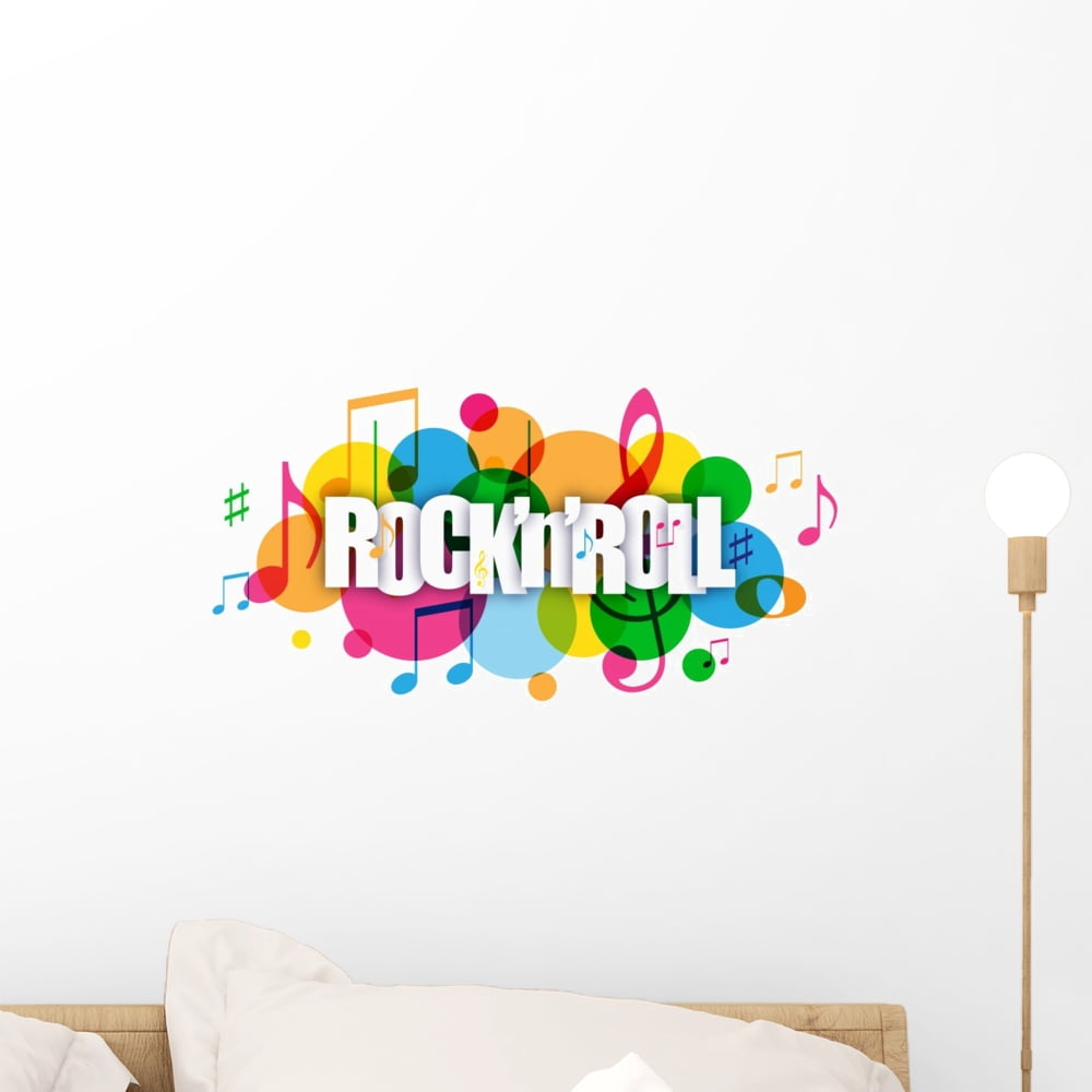 JOYRESIDE Rock and Roll Decal Set Wall Decal Vinyl Stickers Hands Lightning Bolts Music Notes Stars For Kids Boys Girls Bedroom Home Decor Gift Music Decoration YMX04 Black