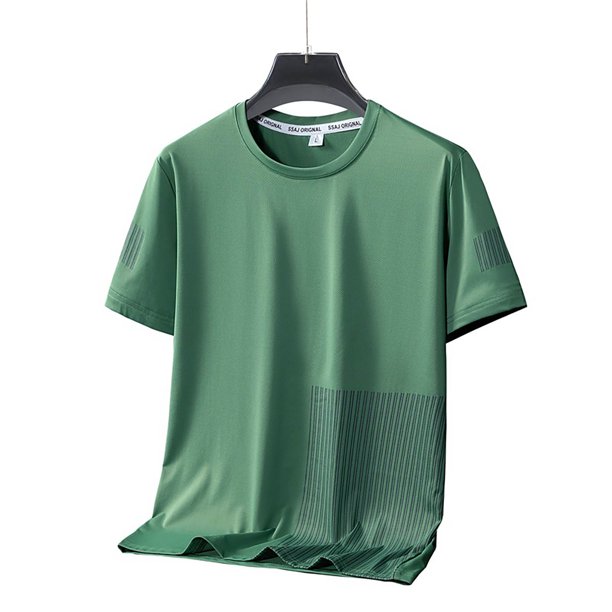 Camiseta de Seda de Hielo de los Hombres, Verano Nuevo Suelto Gradiente de Color Casual Top para Uso Al Aire Libre Y Diario, Camiseta de Moda Ligera