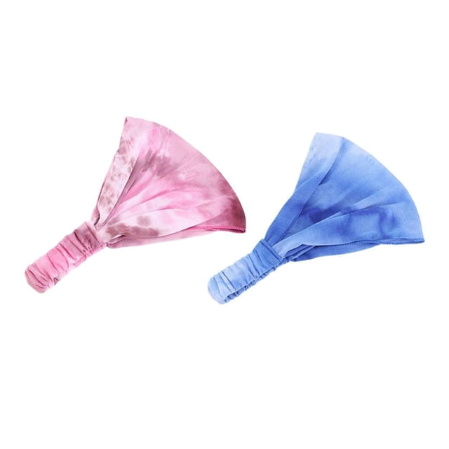 Paquete De 2 Diademas Con Teñido Anudado Bandana Boho Hippy Turbante Elástico Envoltura Para La Cabeza Yoga