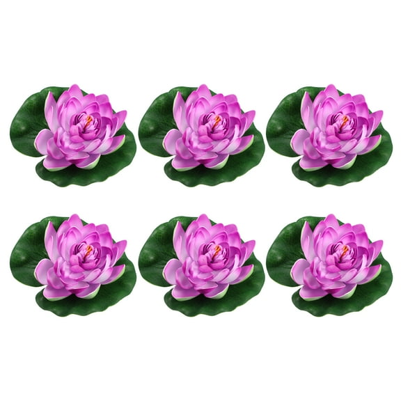 Unique Bargains 6pcs Garden Ponds Pool Decoration Artificial Lotus Flower Purple