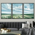thumbnail image 3 of PixonSign Framed Wall Art Set Pastel Watercolor Sky Countryside Farmland Landscape Canvas Print Nature Wilderness Modern Art Decor Scenic Relax/Calm for Bedroom - 16"x24"x3 Panels Black, 3 of 5