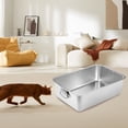 thumbnail image 1 of Caja de arena para gatos, arenero de acero inoxidable con asas, portátil, a prueba de salpicaduras, inodoro para gatitos, bandeja de arena para gatos L, 1 of 8