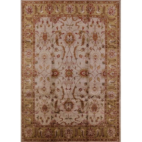Ahgly Company Indoor Rectangle Mid-Century Modern Light Copper Gold Oriental Area Rugs, 7' x 10'