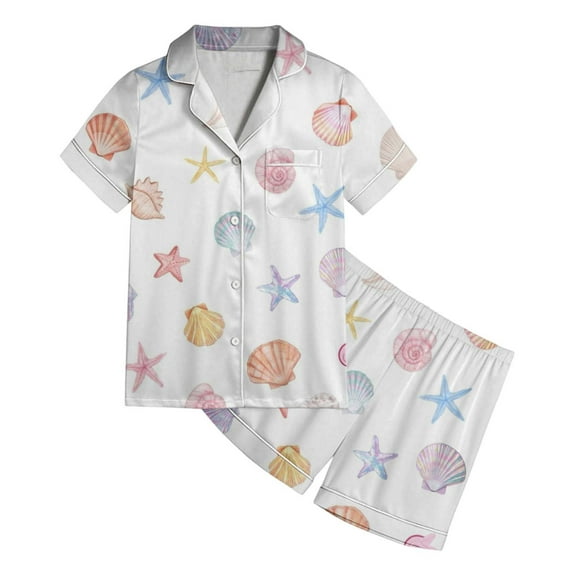 CAIVO Child Girls Outfit Set Short Sleeve Lapel Blouse Tops Pants Bow Print Outfits Comfortable Clothes Sets Toddler Kids Casual Outfit 6-7 Years