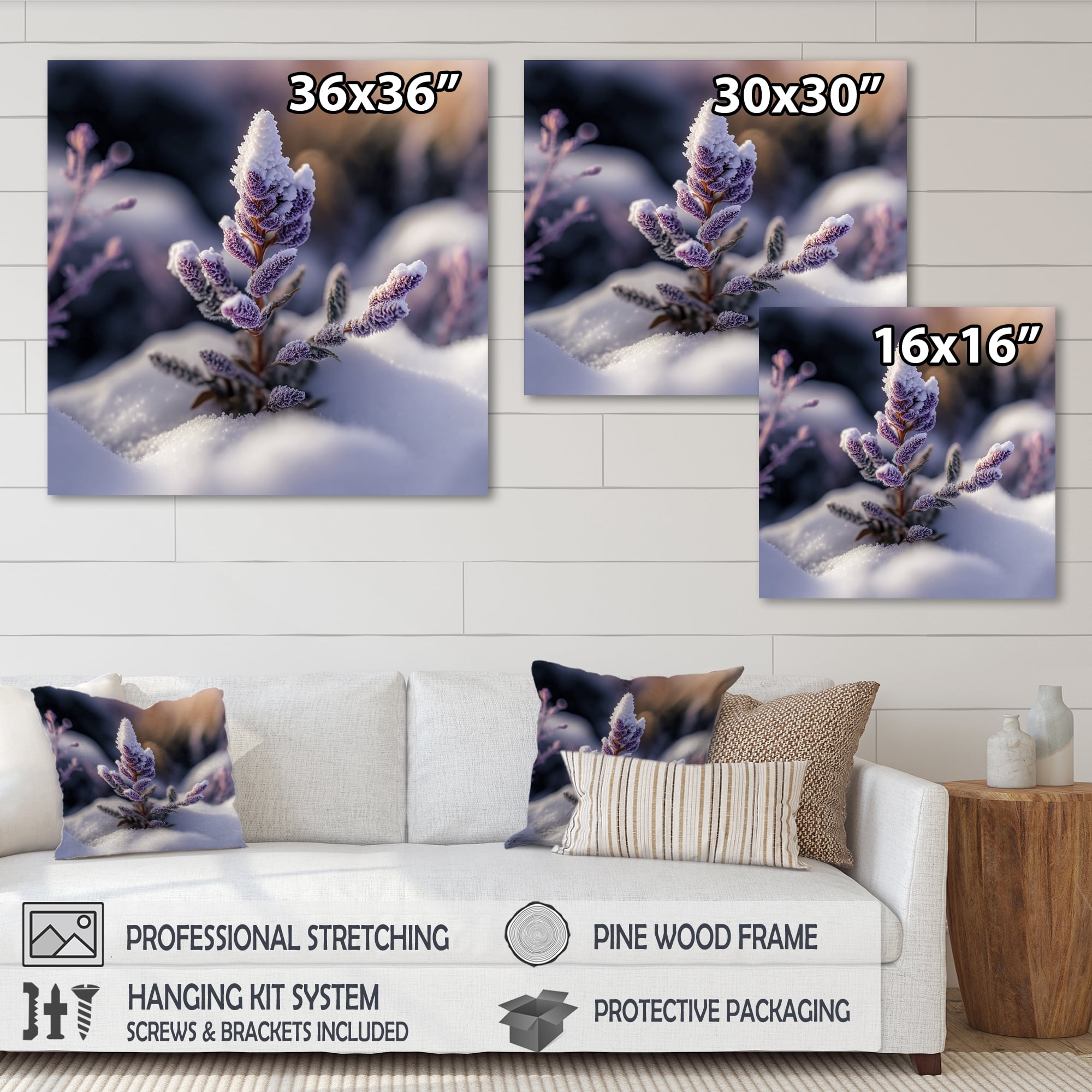 Designart A Blooming Purple Lavender Flower In Winter I Canvas Wall Art