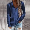 thumbnail image 2 of Sudaderas con cremallera ANGGREK abrigo con Capucha Manga Larga Mujer Suelta Casual color Puro, 2 of 6