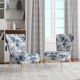 thumbnail image 2 of Designart "Neo-Classical Splendor In Cobalt Blue" Blue Floral Upholstered Accent Chair - Cottage Arm Chair For Bedroom, 2 of 7