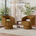 thumbnail image 4 of Hawsaiy Swivel Barrel Accent Chair, Oversized Teddy Upholstered Armchair with 360° Rotation, Modern Comfy Lounge Chair for Living Room, Bedroom, Office, Brown(1Pcs), 4 of 10