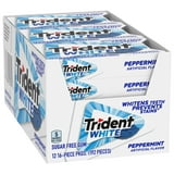 Trident White Peppermint Sugar Free Gum, 12 Packs of 16 Pieces (192 ...