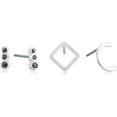 thumbnail image 2 of Lucky Brand Silver-Tone 4-Pc. Set Initial Mismatch Stud Earrings, 2 of 3