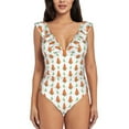 thumbnail image 2 of Yiaed Cute Carrot Print Print Women's Ruffled One Piece Swimsuit V Neck Swimwear Slimming Monokini for Woman-XX-Large, 2 of 8