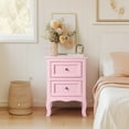 thumbnail image 3 of Ktaxon Nightstand End Table with 2 Drawer,Pink Finish, 3 of 7