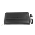 thumbnail image 1 of Cartera para mujer, de piel sintética, con cremallera, para teléfono móvil, tarjetero, bolso de mano con correa desmontable para uso diario, color negro, 1 of 15
