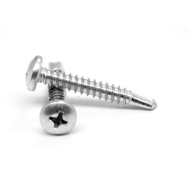 1/4-14 x 1 1/2 Self Drilling Screw Phillips Pan Head #3 Point Stainless Steel 410 Pk 100