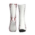 thumbnail image 2 of Men's White Baseball Novelty Athletic Socks Women's Digital Printing Funky Patterned Crew Socks, 2 of 7