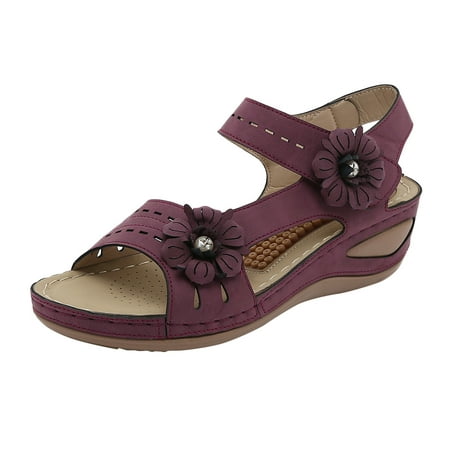 

zuwimk Platform Sandals Women Womens Sandals Flat Jelly Shoes Slip On Hollow Out Loafers Purple