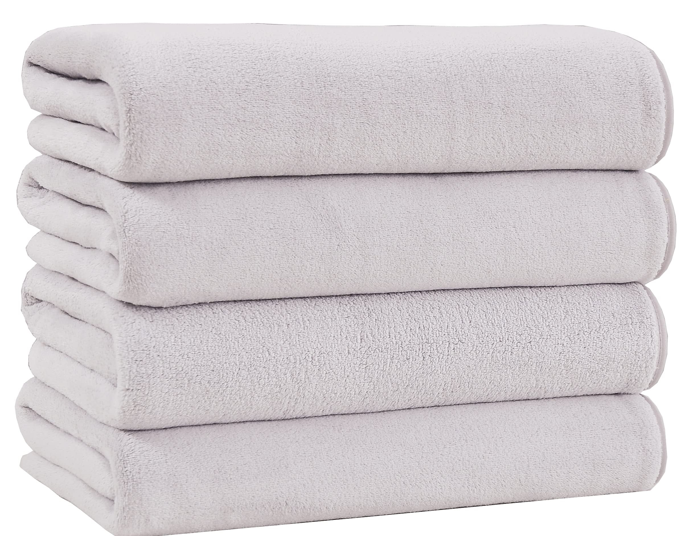GraceAier Ultra Soft Bath Towels 4 Pack (28 x 56) - Quick Drying - -  Microfiber Coral Velvet Highly Absorbent Towel for Bath Fitness, Bathroom