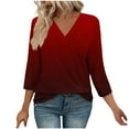 thumbnail image 3 of Suumer Plus Size Womens 3/4 Sleeve Tops Fshion Print Blouse V- Neck Casual, 3 of 8