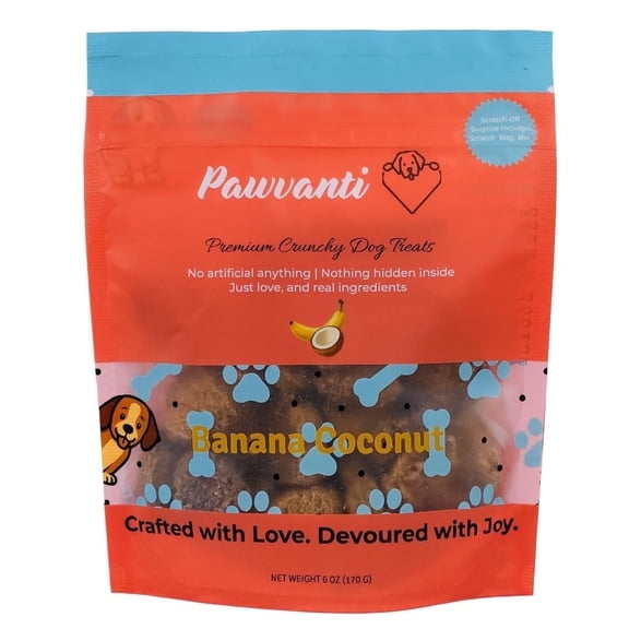 Pawvanti Banana Coconut Soft Treats for Dogs, 6 oz Pouch
