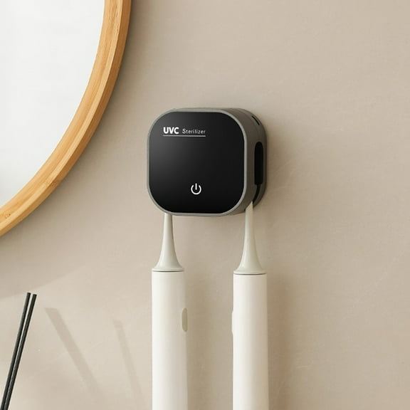 Toothbrush Holder Wall Mounted Toothbrush Holders with 2 Brush Slots Electric Toothbrush Stand with Cleaning & Drying B,1 * Wall Mounted Toothbrush Holder (Without toothbrush) 1 * charging cable,Black