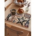 thumbnail image 3 of Country Barn Star Placemats Set of 6, Washable Woven Burlap Cloth Fabric Placemat for Square/Rectangle/Round/Oval Dining Table, Easy Clean Place Mats for Toddlers, Kids Browm Retro Berry 4th of July, 3 of 6