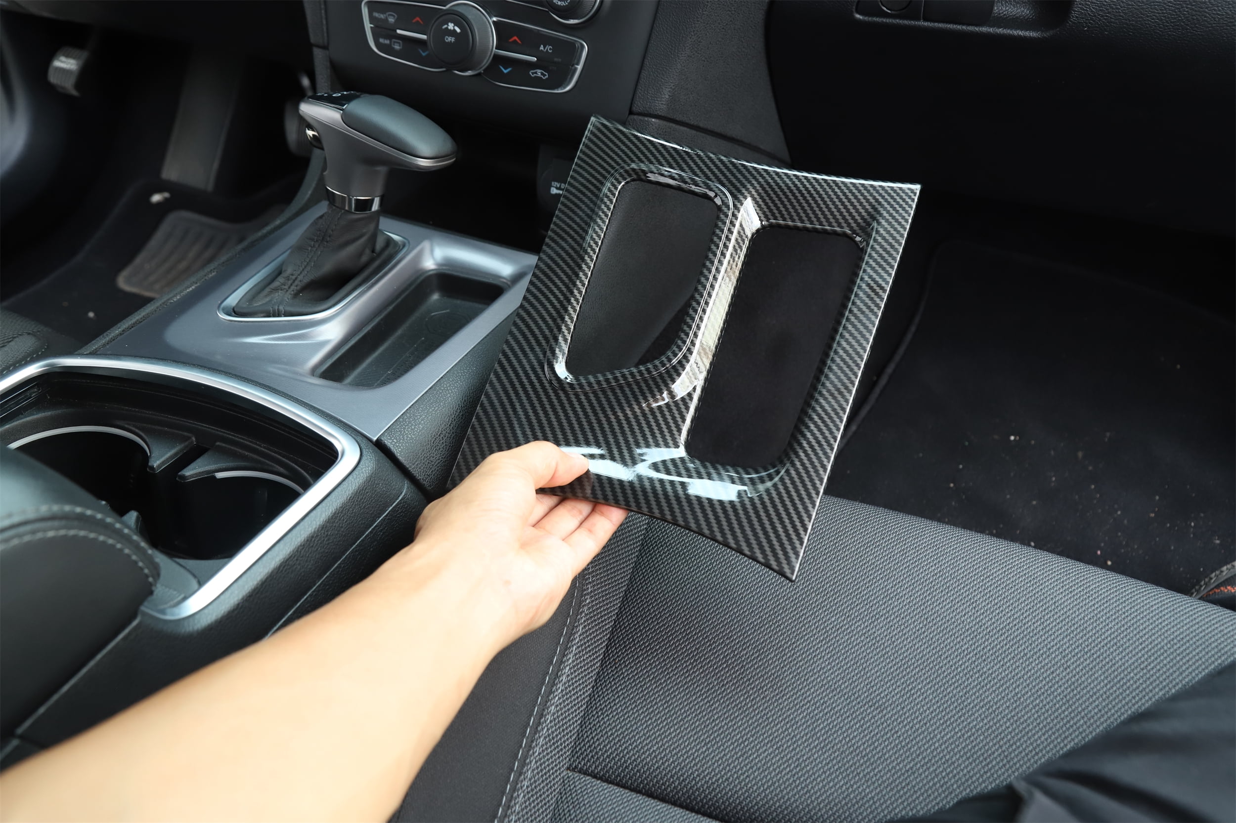 Carbon Fiber Gear Shift Panel Trim – Fits Dodge Charger 2015+ (Auto Trans, ABS, Self-Adhesive)