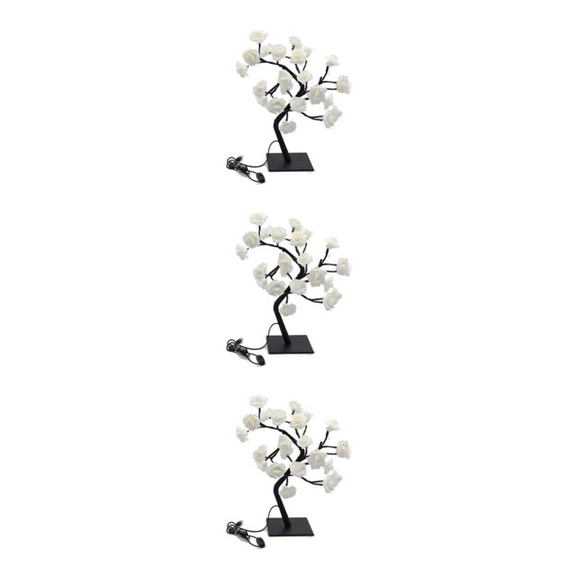 tssuouriy Lighted Colorful Rose Lamp With Remote Control Gift Idea Energy Saving white black rod 3Set