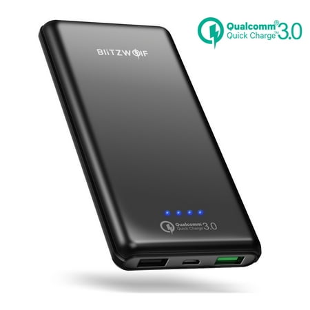 [Qualcomm Certified] 10000mAh QC3.0 Power Bank, BlitzWolf BW-P6 Dual USB Charger 18W Fast Charger External Battery Pack For (Best External Power Pack For Iphone 6)