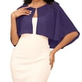 thumbnail image 2 of AHMOMEI Women’s Sheer Chiffon Capelet Shrug, Open Front Pearl Clasp Cover Up, Lightweight Solid Color Wrap for Evening Dresses Wedding Party (Dark Purple), 2 of 3