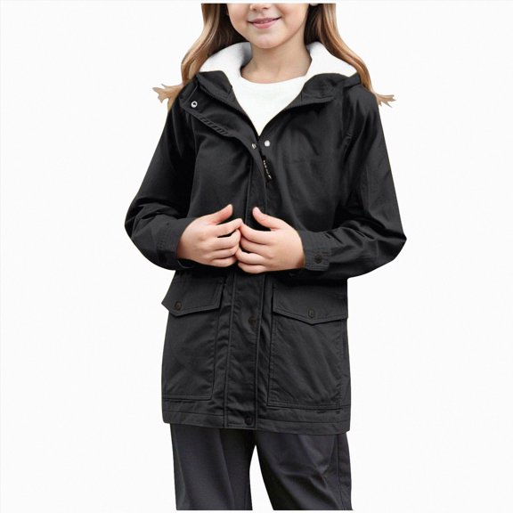 zuwimk lightweight Jacket for Girls Kids Toddler Girls' Print Water-resistant Jacket(10-11 Years,Black)