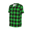 thumbnail image 2 of Rocae Buffalo Plaid Green Black for Breathable Men's Baseball T-Shirt Fashionable Casual Baseball Jersey, Moisture-wicking Sportswear XX-Large, 2 of 9
