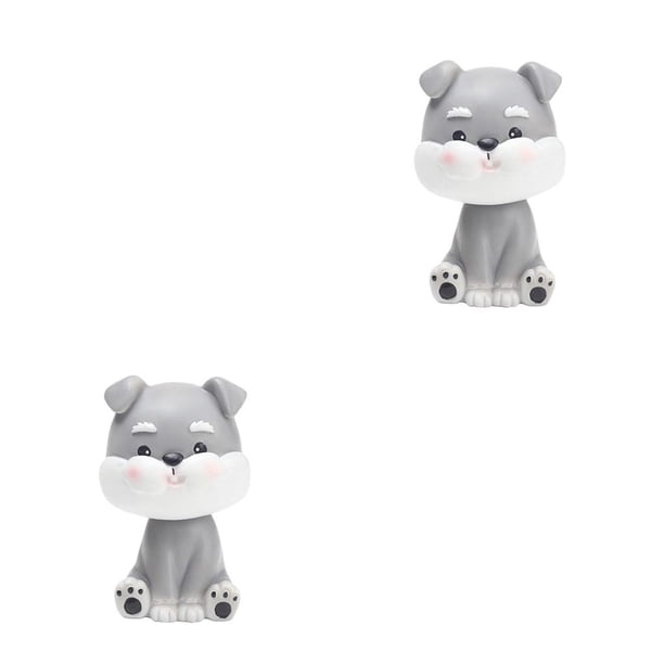 Wosthever Dibujos animados lindo perro coche sacudiendo la cabeza muñeca Bulldog coche salpicadero Decoración schnauzer 2Conjunto