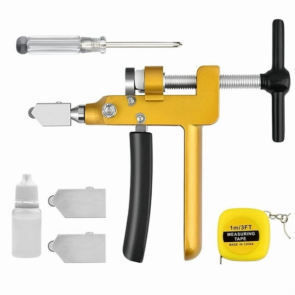 3-in-1 Glass & Tile Cutter, Cutting Tool with Premium Alloy Wheel & Shockproof Rubber Pad for Stained Glass, Plexiglass,1 set * Tile Cutter