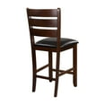 thumbnail image 2 of Wooden Counter Height Chairs Set of 2pc Clean Lines Design Dark Oak Finish Upholstered Dining Furniture, 2 of 6